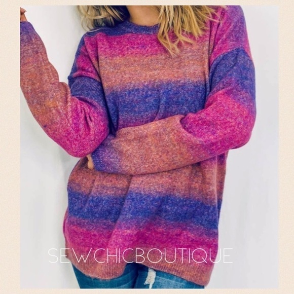 Purple Multicolor Tie Dye Sweater - Picture 2 of 7